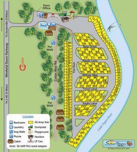 Ripplin Waters RV Park & Campground Park Map